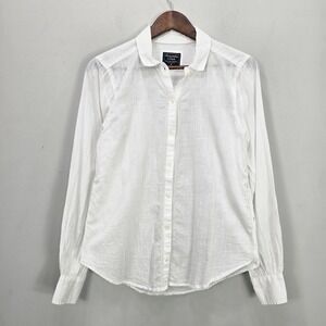 Abercrombie & Fitch White Embroidered Button Up Blouse Top M Resortwear Beach